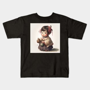 Korean Traditional Girl Drawing Illustration Kids T-Shirt